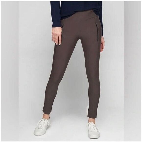 Athleta Stellar Leggings Small‎ Tall High Rise Zip Pockets Anthracite Grey - Picture 1 of 11